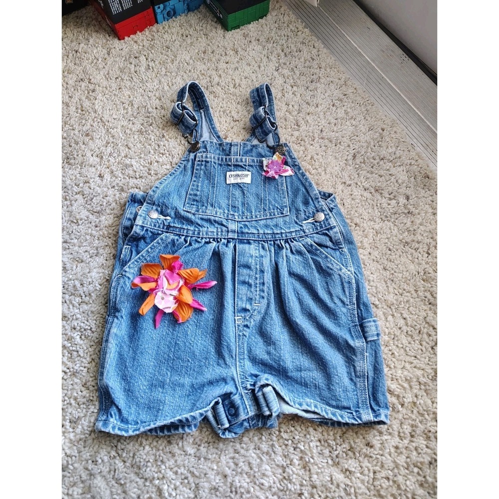 Vintage Y2K Oshkosh B'gosh Shortalls Overalls  Girls Size 24 Months